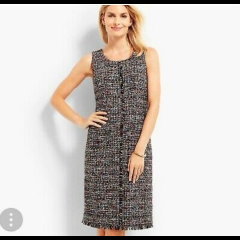 Talbots Festive Fringe Wool Sheath Dress